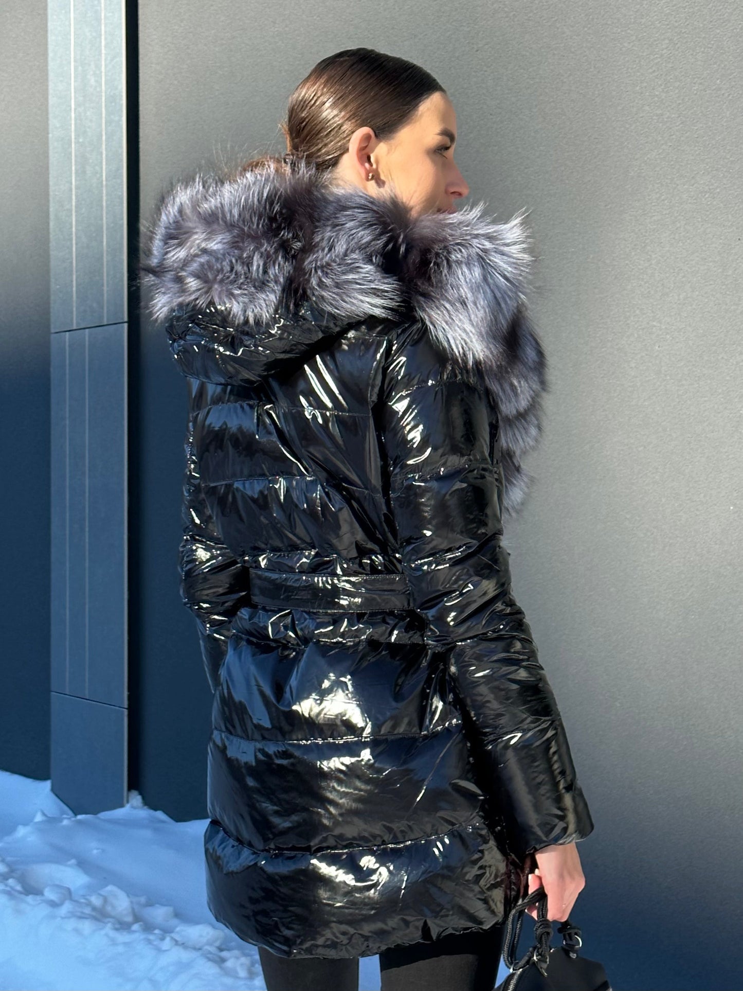 Onyx Genuine Silver Fox Fur Down Parka