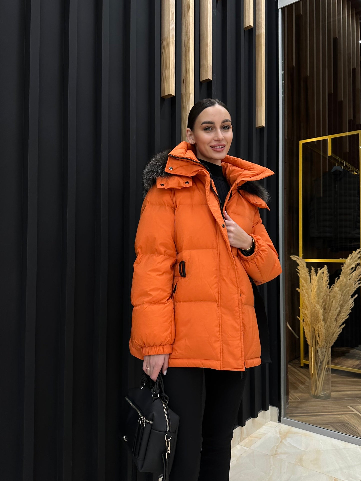 Veste en duvet de renard argenté véritable