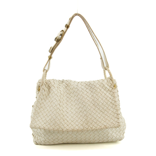 Bottega Veneta Intrecciato Quilted Nappa Flap Shoulder Bag White #3649