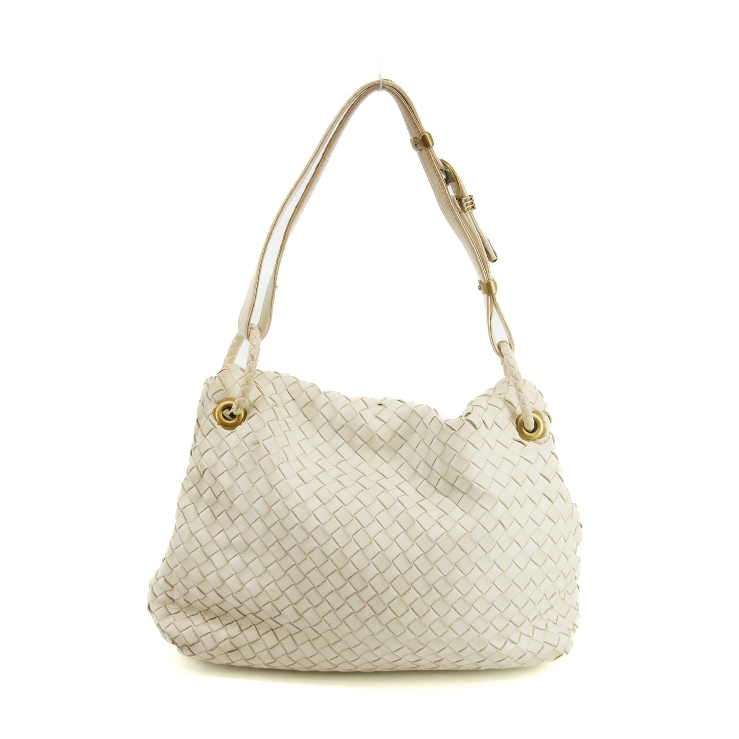 Bottega Veneta Intrecciato Quilted Nappa Flap Shoulder Bag White #3649