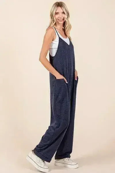 Mittoshop Sleeveless Wide Leg Jumpsuit - Patch Pocket Romper | Femstylo