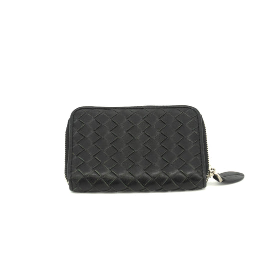 Bottega Veneta Intrecciato Black Zip Coin Pouch #3708