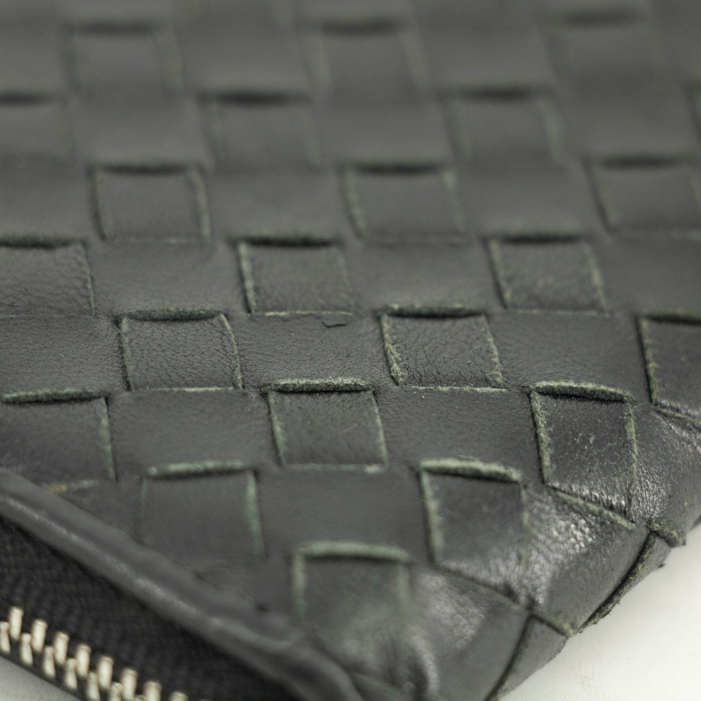 Bottega Veneta Intrecciato Black Zip Coin Pouch #3708