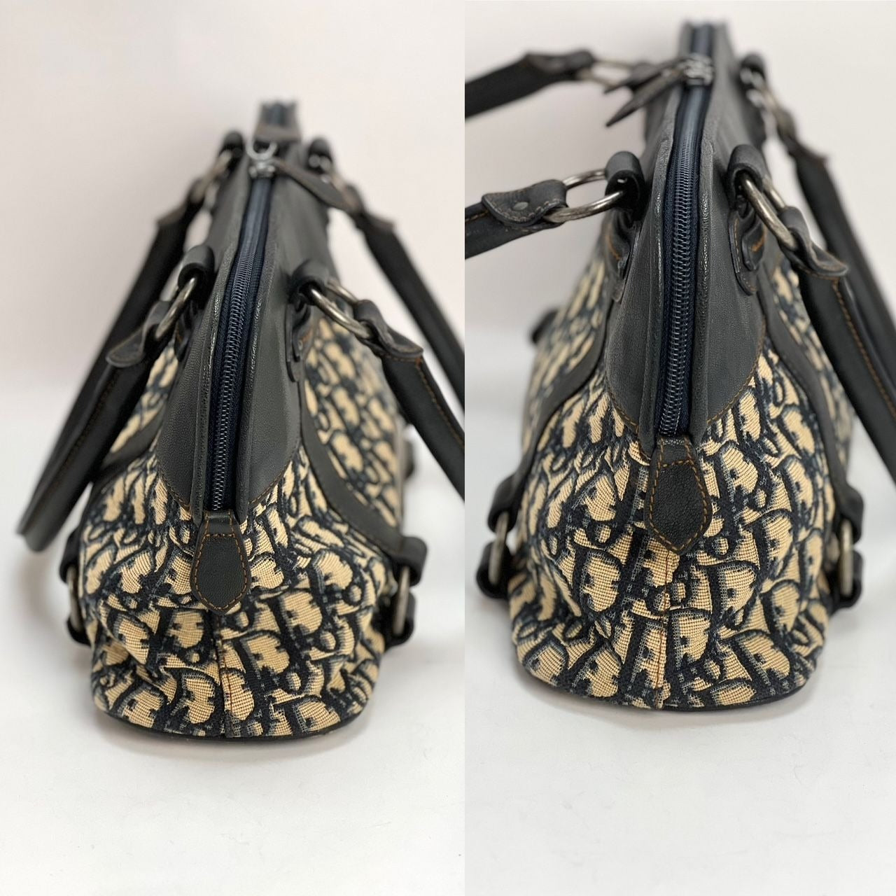 CHRISTIAN DIOR Monogram Trotter CD Blue Canvas Hand Bag