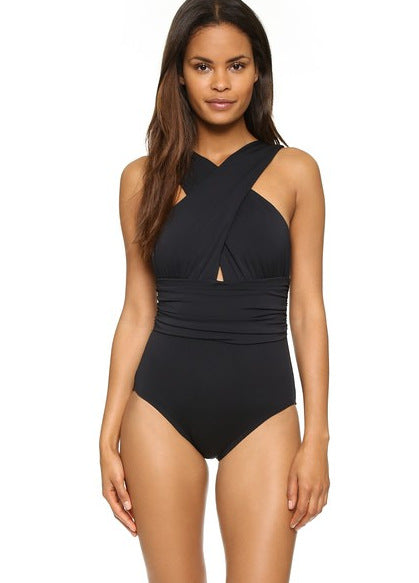 Bikini Sexy Deep V Plunge Cross One Piece Swimsuit Swimwear Swimsuit