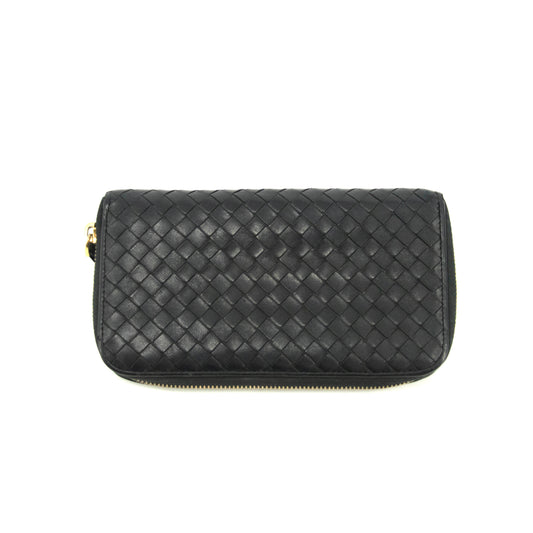 Bottega Veneta Intrecciato Black Zippy Long Wallet #3944