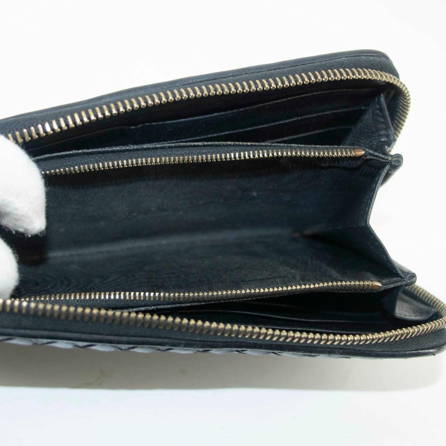 Bottega Veneta Intrecciato Black Zippy Long Wallet #3944