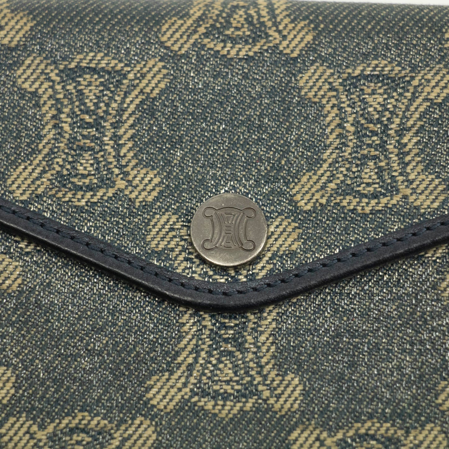 Celine Triomphe Canvas Blue and Grey Fine Strap Wallet #3962