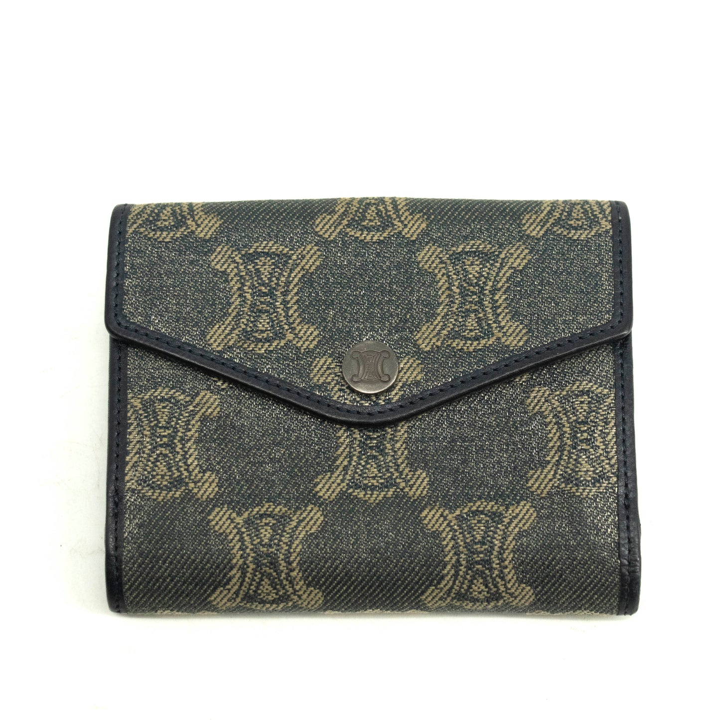 Celine Triomphe Canvas Blue and Grey Fine Strap Wallet #3962