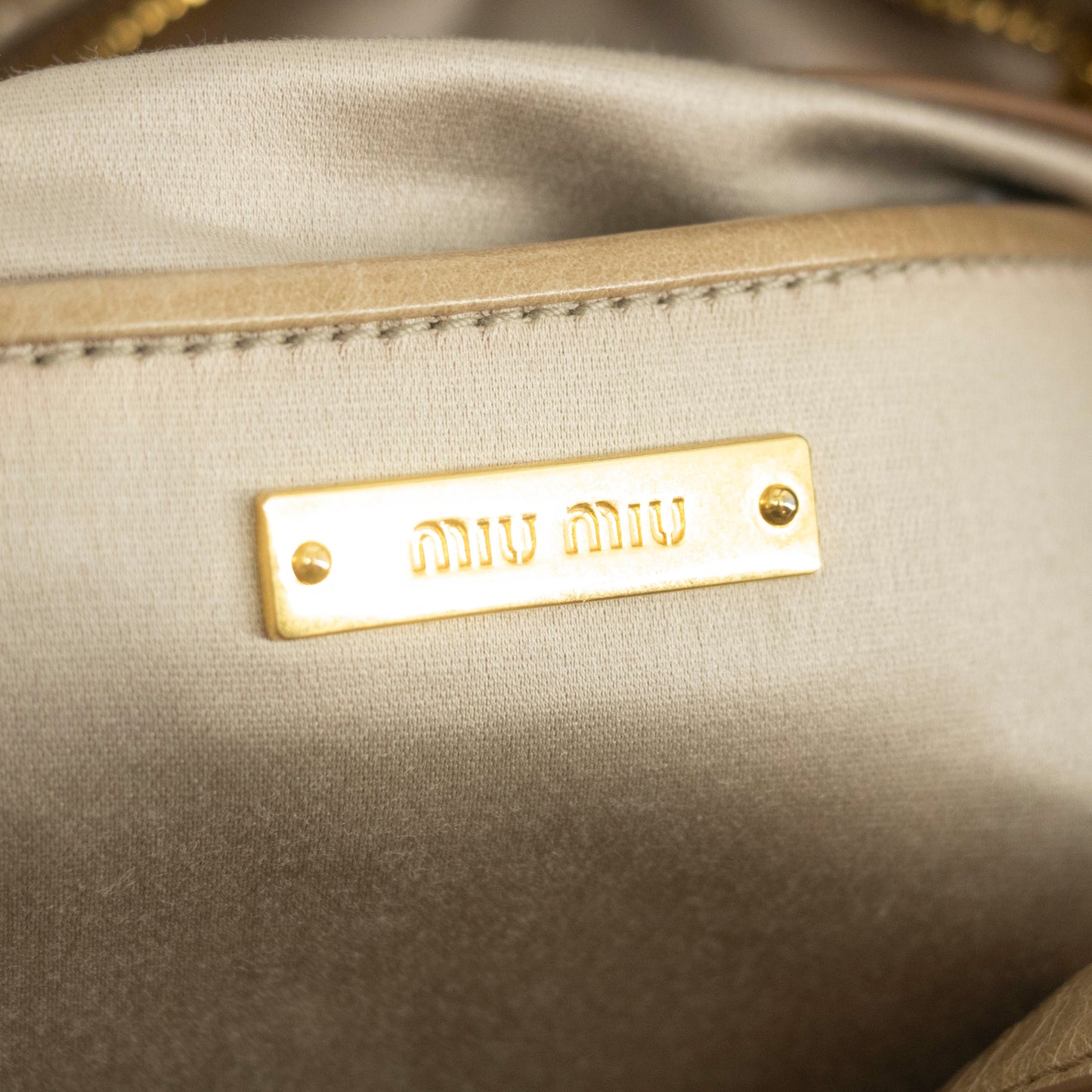 Miu Miu Beige Quilted Glossy Leather 2Way Shoulder Bag #3967