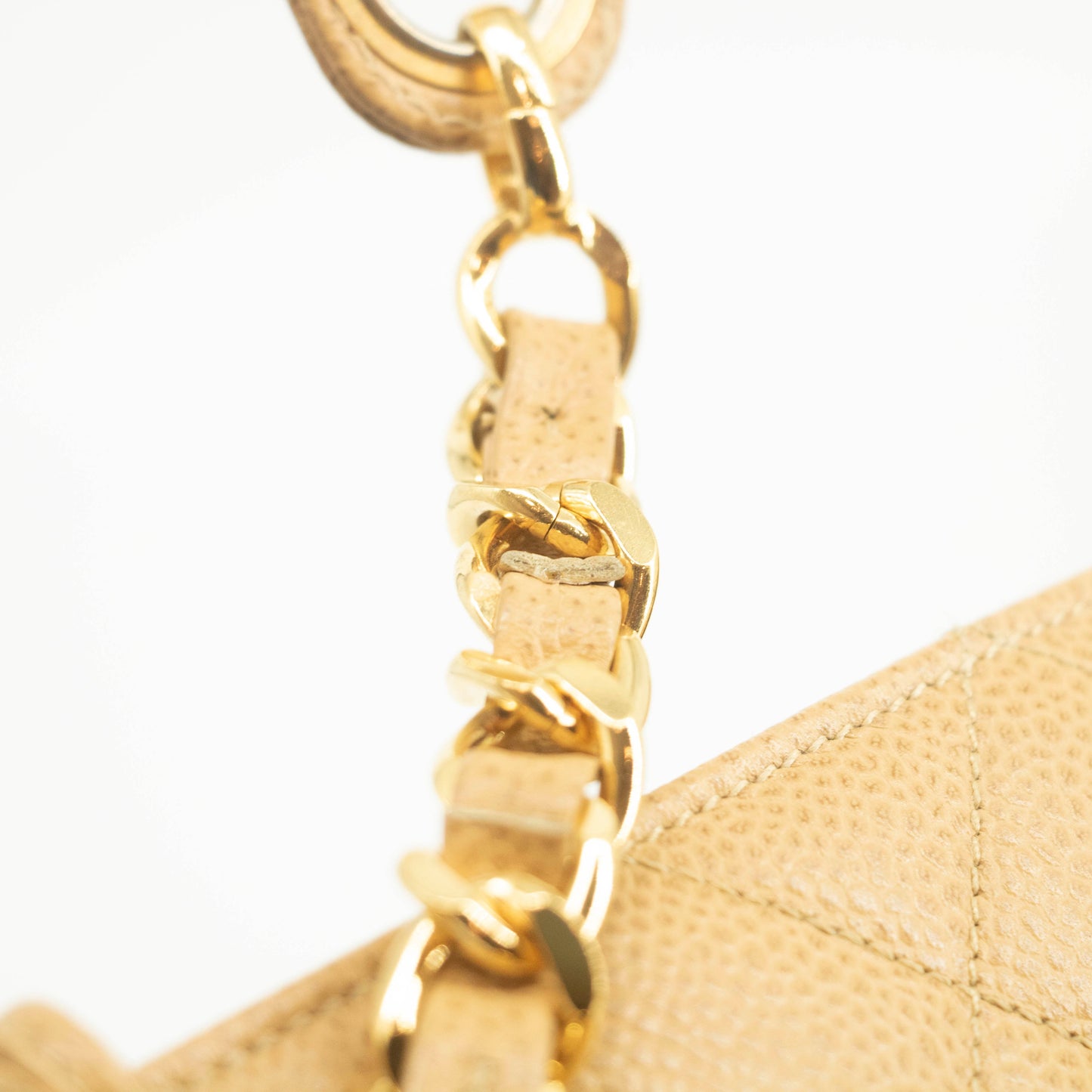 Chanel Beige Caviar Skin Quilted Matelase Shoulder Bag #3971