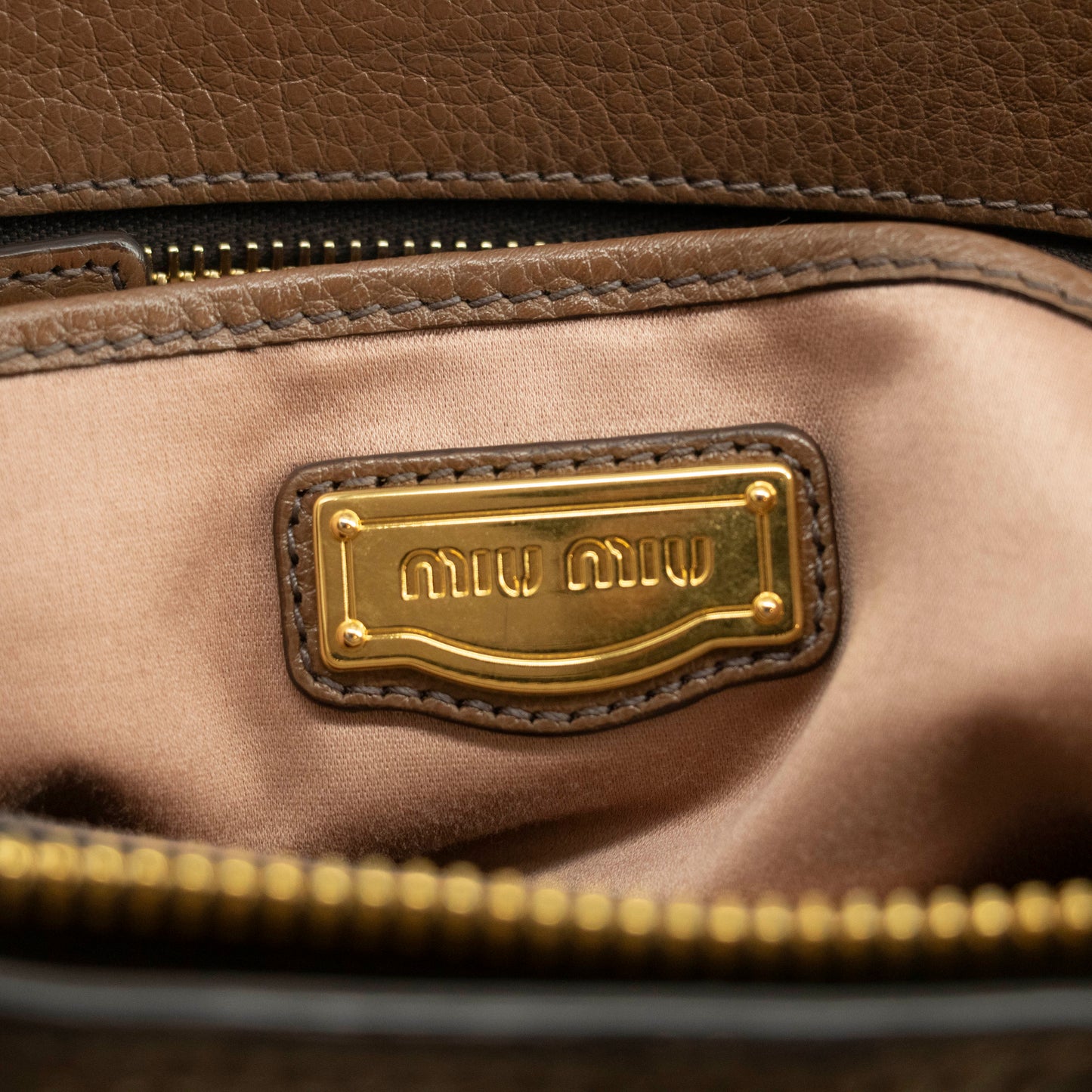 MiuMiu Grey Vitello Caribu Soft Pebbled Leather 2Way Shoulder Bag-SKU #3996