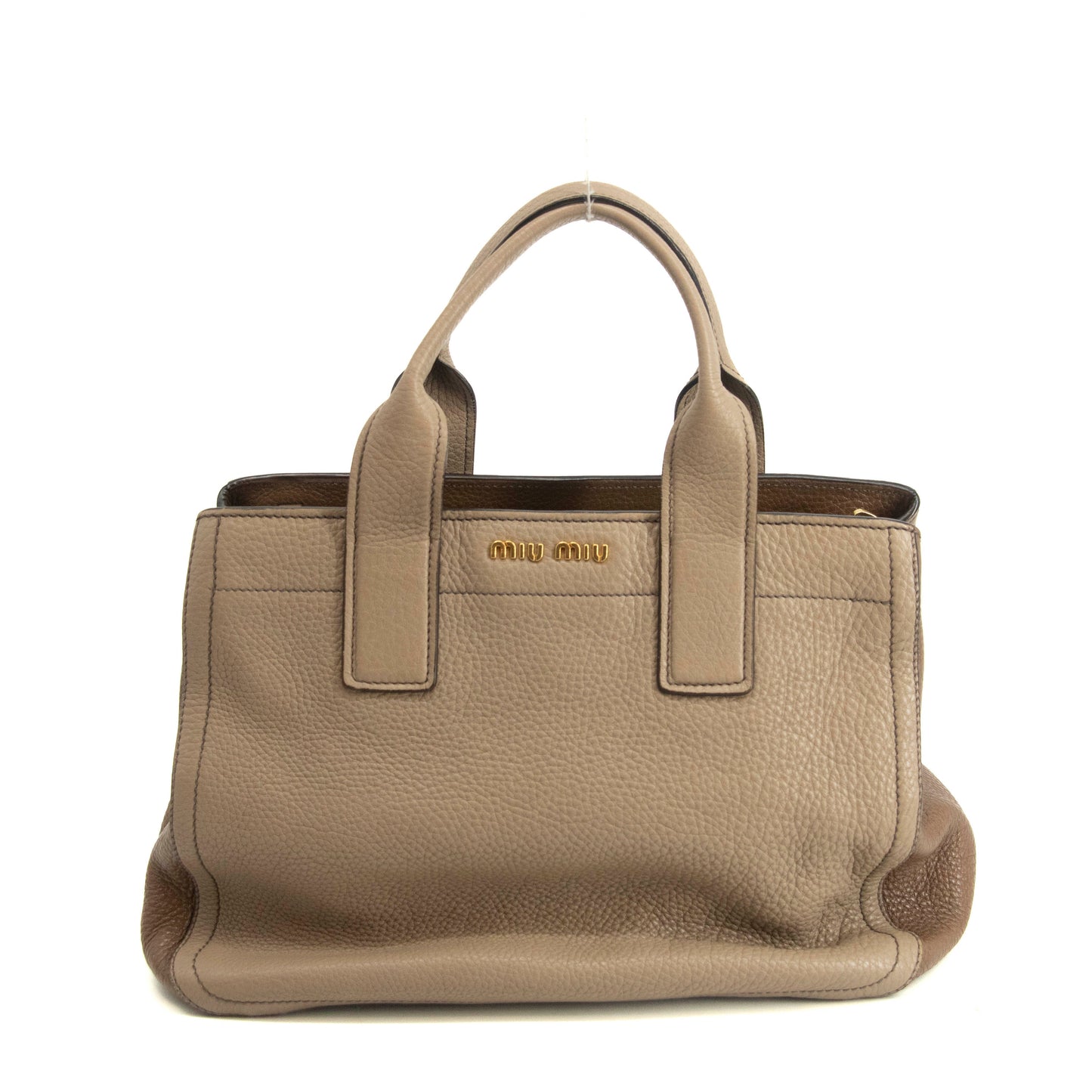 MiuMiu Grey Vitello Caribu Soft Pebbled Leather 2Way Shoulder Bag-SKU #3996