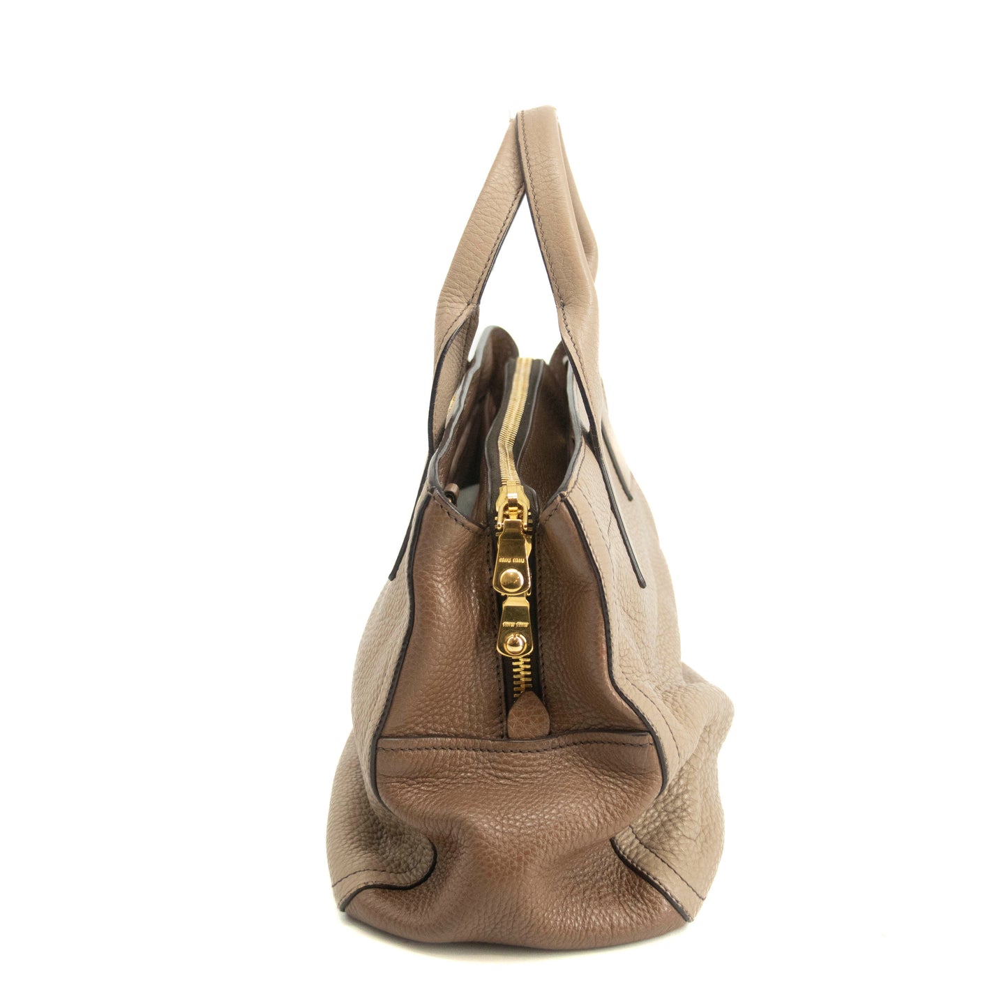 MiuMiu Grey Vitello Caribu Soft Pebbled Leather 2Way Shoulder Bag-SKU #3996