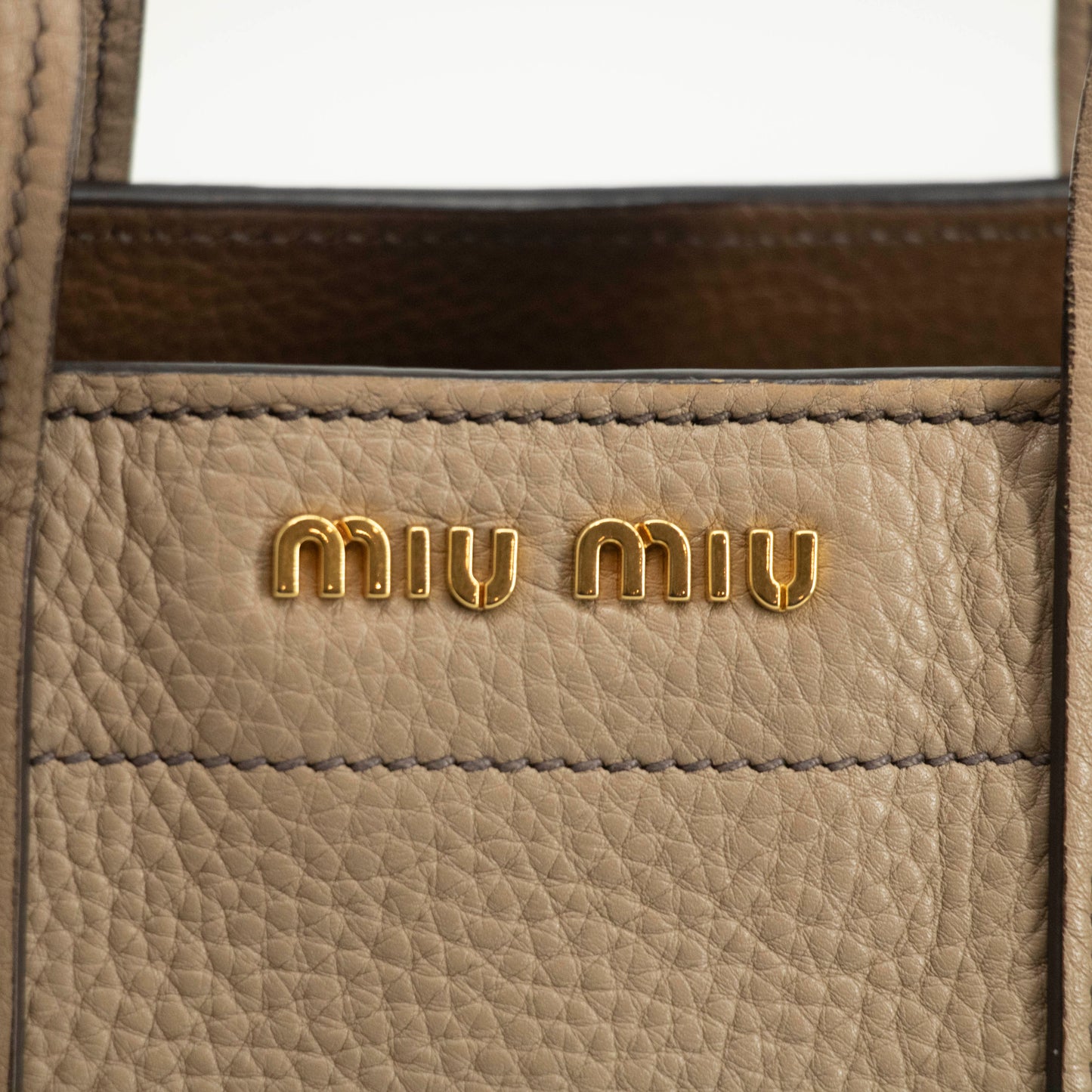 MiuMiu Grey Vitello Caribu Soft Pebbled Leather 2Way Shoulder Bag-SKU #3996