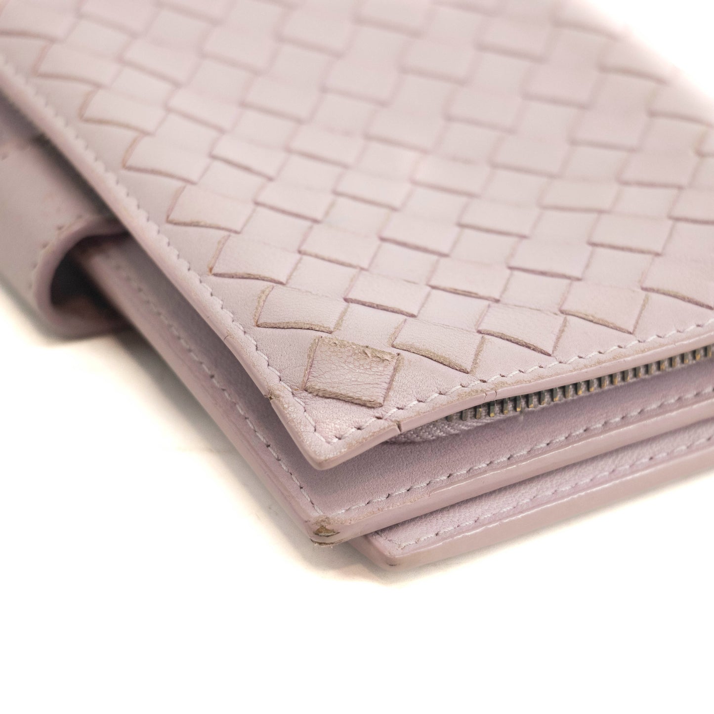 Bottega Veneta Pink Quilted Bifold Long Wallet #3999