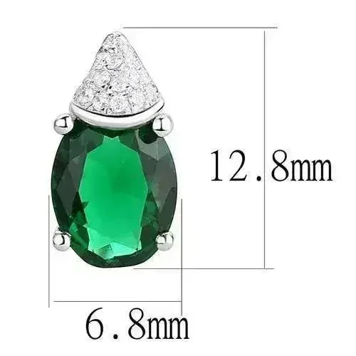 3W1371 - Rhodium 925 Sterling Silver Earrings with Synthetic Synthetic