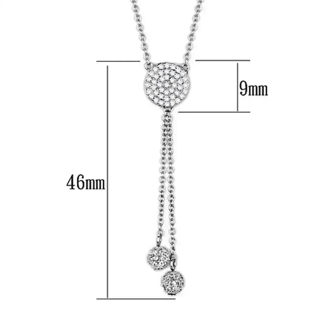 3W429 Rhodium Necklace – AAA CZ Pendant,  Brass Chain - Femstylo