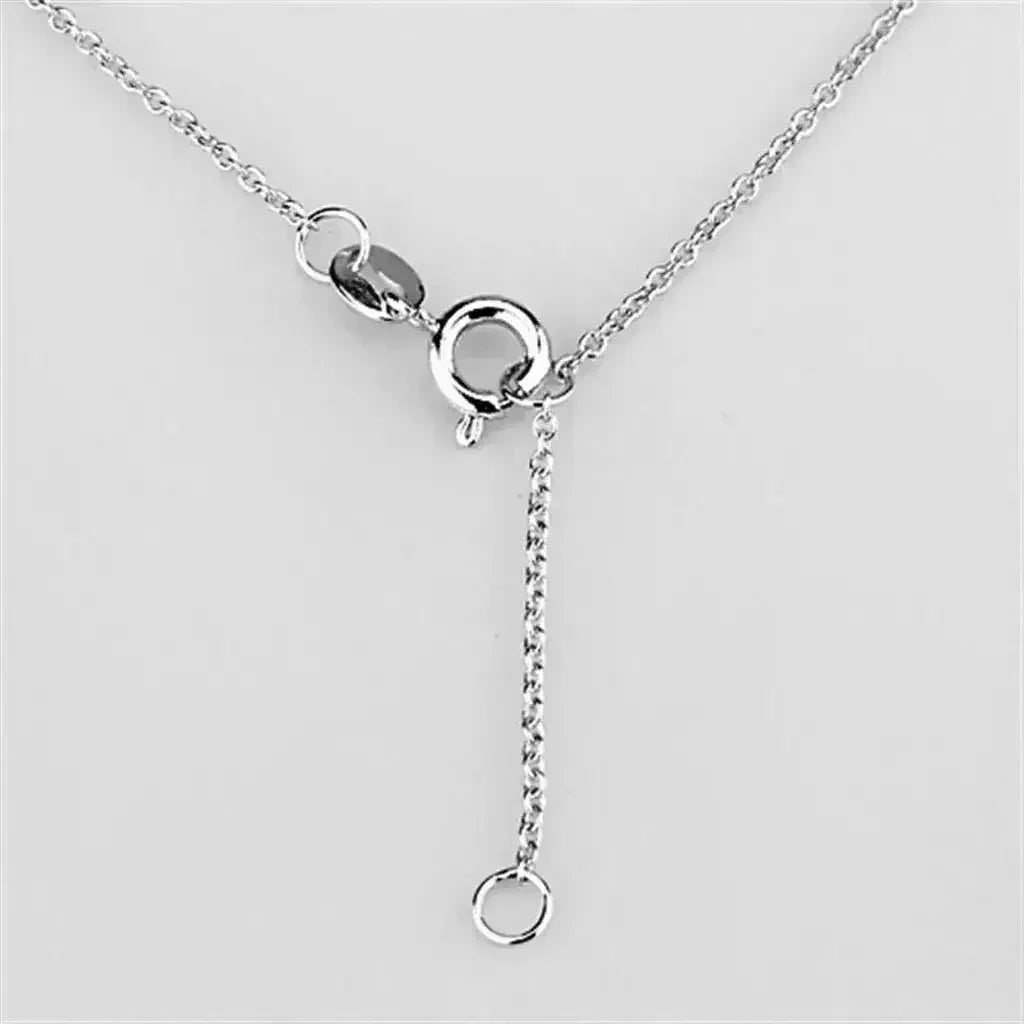 3W429 Rhodium Necklace – AAA CZ Pendant,  Brass Chain - Femstylo