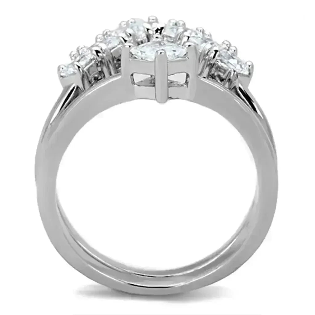 3W815 Rhodium Brass Ring – AAA Clear CZ Solitaire