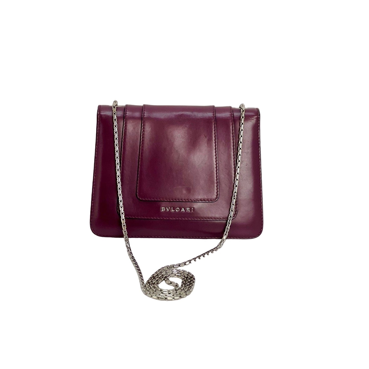Petit sac bandoulière Bvlgari en cuir de veau Serpenti Forever Snake Prune