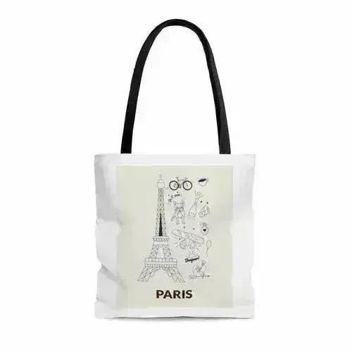 Paris Print Tote Bag - Durable Polyester Beach Bag | Femstylo