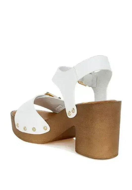Ompasa Genuine Leather Clog Sandals