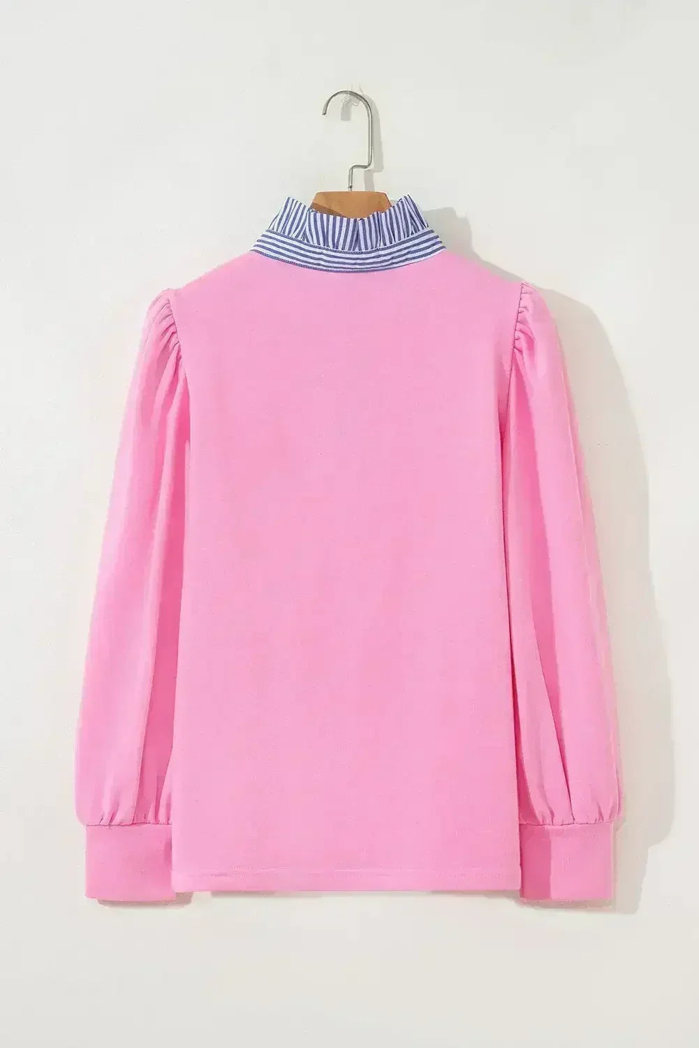Bonbon Striped Collar Puff Sleeve Sweatshirt