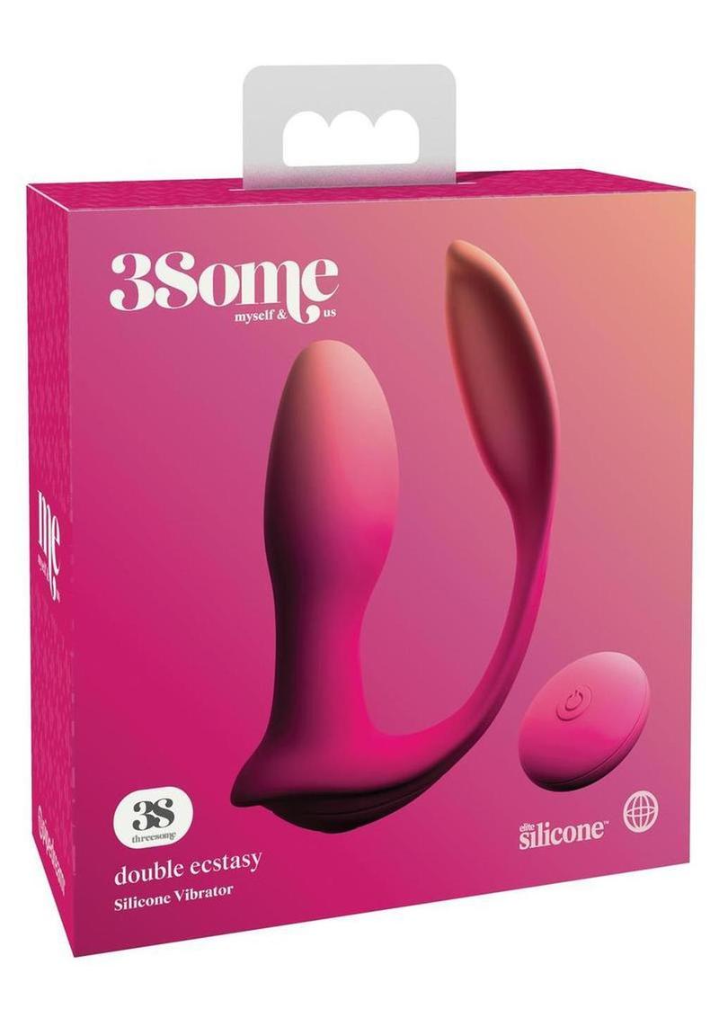3Some Double Ecstasy Silicone Rechargeable Vibrator With Remote Control