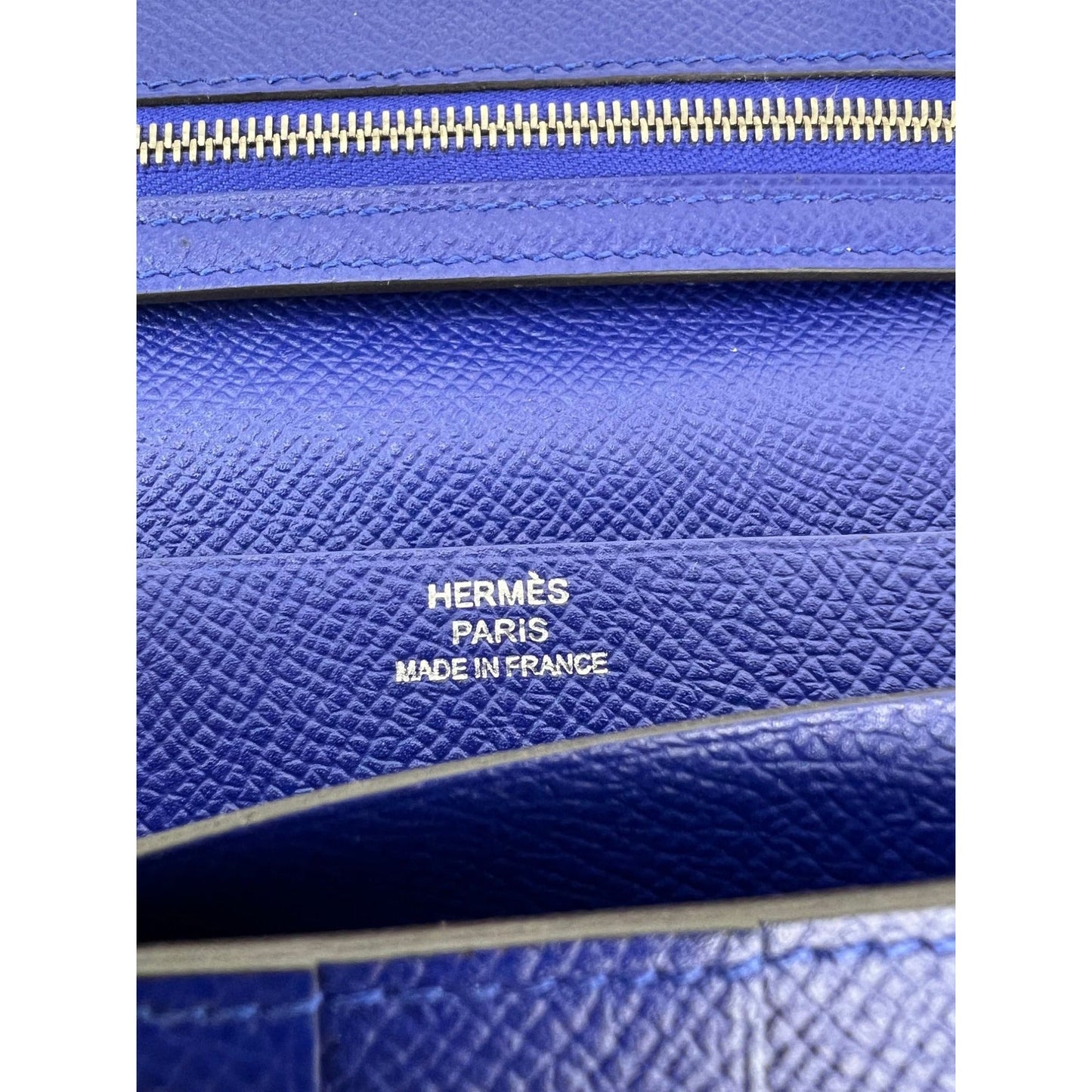 Hermes Long Epson Bearn Gusset Electrique Bleu Wallet