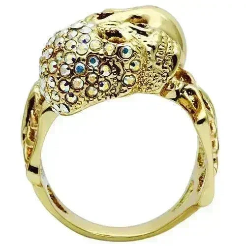 3W007 - Gold White Metal Ring with Top Grade Crystal  in Aurora