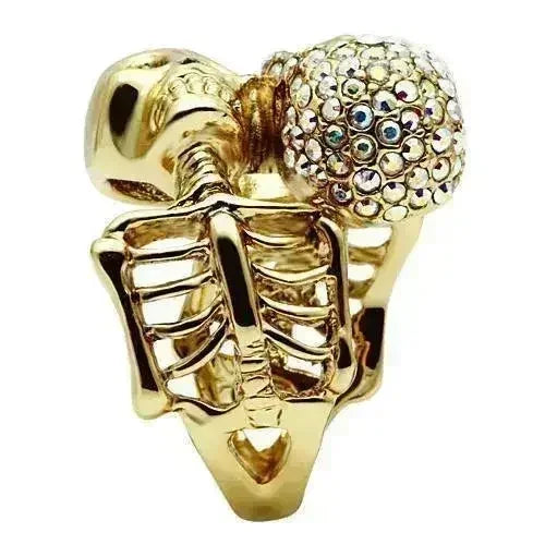 3W007 - Gold White Metal Ring with Top Grade Crystal  in Aurora