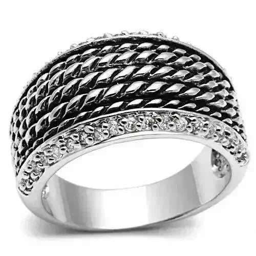 3W065 – Rhodium-Plated Brass Ring with AAA CZ Stone