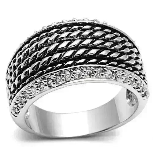 3W065 – Rhodium-Plated Brass Ring with AAA CZ Stone