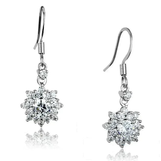 3W1054 Rhodium Brass Earrings – AAA Clear CZ Studs