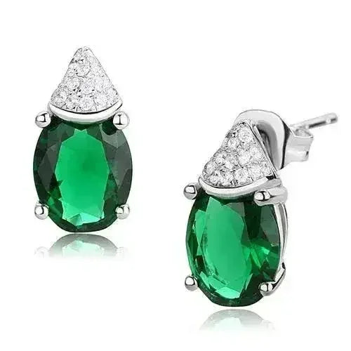 3W1371 - Rhodium 925 Sterling Silver Earrings with Synthetic Synthetic