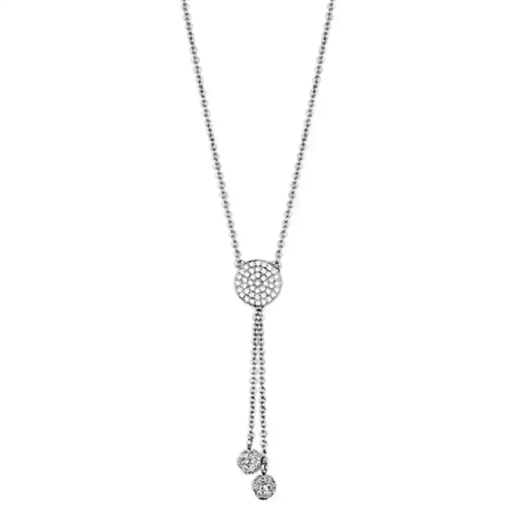 3W429 Rhodium Necklace – AAA CZ Pendant,  Brass Chain - Femstylo