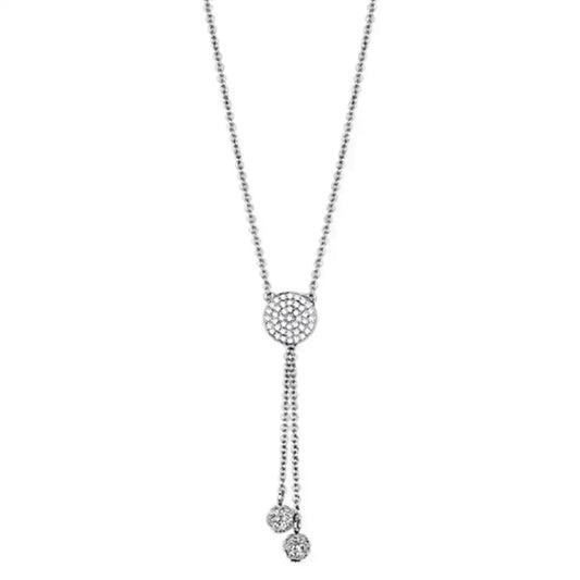 3W429 Rhodium Necklace – AAA CZ Pendant,  Brass Chain - Femstylo