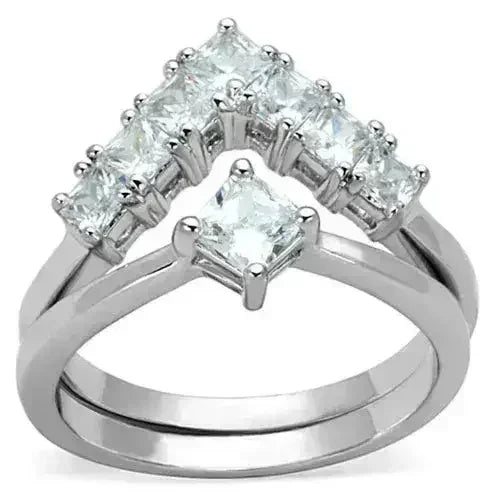 3W815 Rhodium Brass Ring – AAA Clear CZ Solitaire