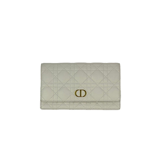 Christian Dior Caro Cannage White Leather Belt Bag Clutch