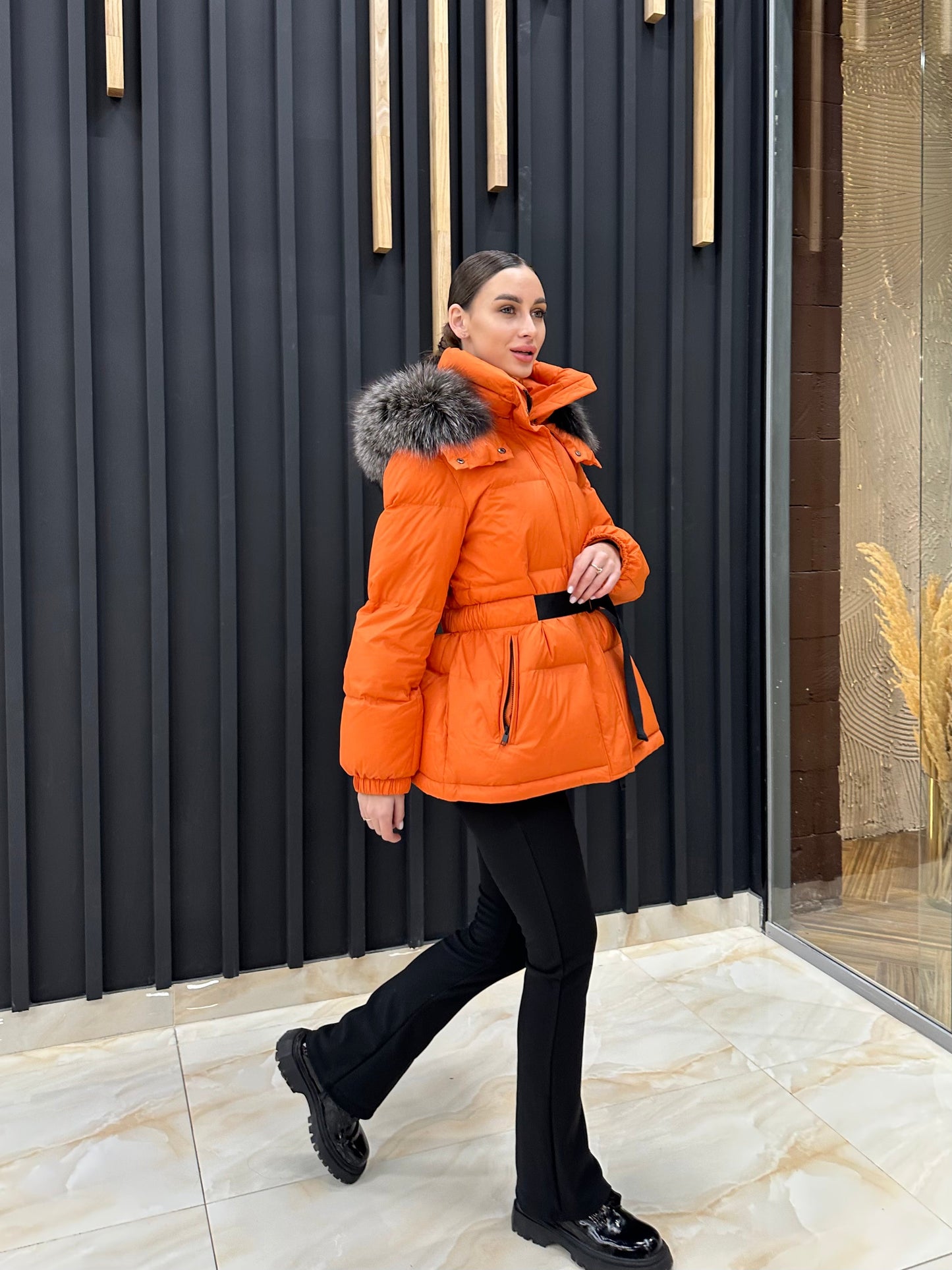 Veste en duvet de renard argenté véritable