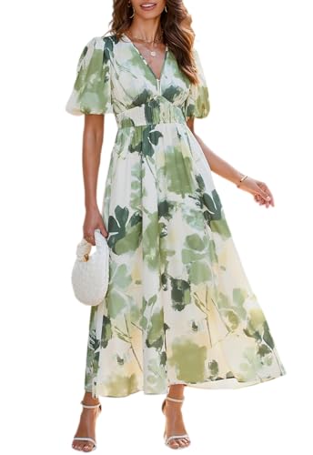 Easter Dress Women - Sissyaki Women's Boho Floral Midi Dress Smocked Beach Flowy Dress