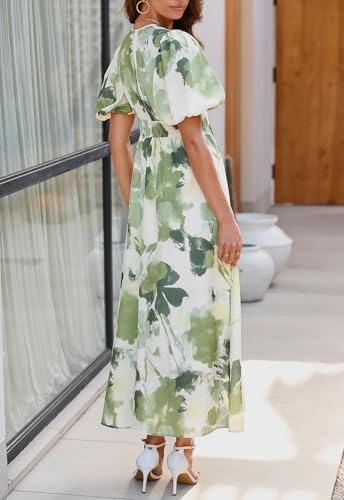 Easter Dress Women - Sissyaki Women's Boho Floral Midi Dress Smocked Beach Flowy Dress