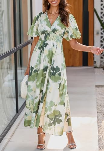 Easter Dress Women - Sissyaki Women's Boho Floral Midi Dress Smocked Beach Flowy Dress