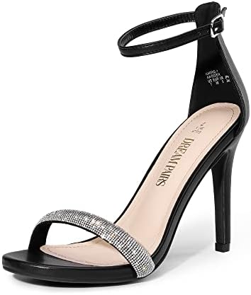 Women's Floral Ankle Strap Stiletto Heeled Sandals – Open Toe Dressy Party Shoes