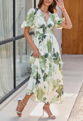 Easter Dress Women - Sissyaki Women's Boho Floral Midi Dress Smocked Beach Flowy Dress