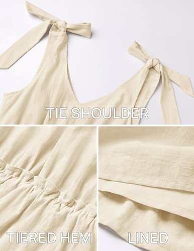 Sundresses - ZESICA Womens Summer Casual V Neck Sleeveless Mini Dress Tie Shoulder Tiered Ruffle Swing A Line Short Sundresses