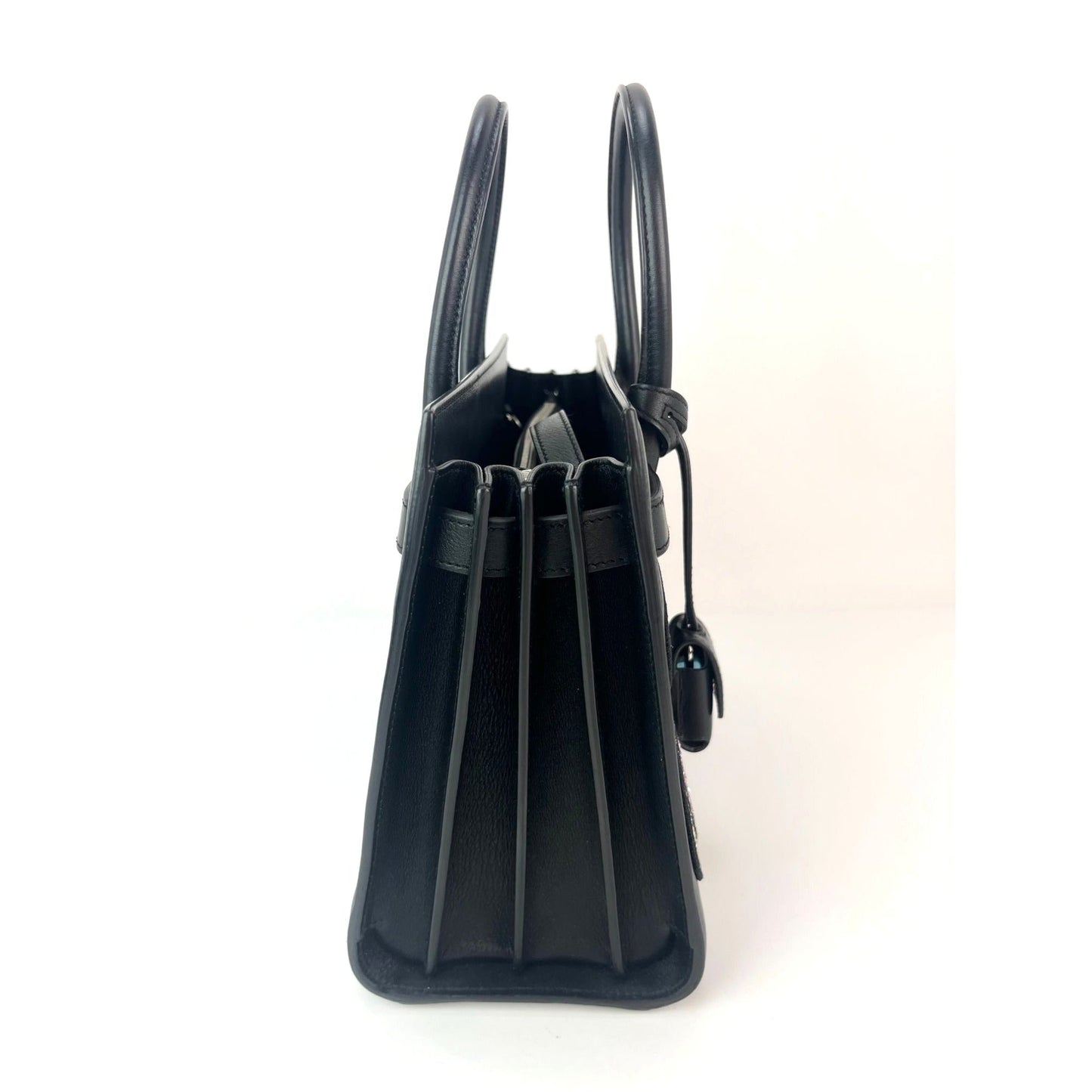 Saint Laurent Sac De Jour Embellished Patches Baby Black Leather Shoulder Bag