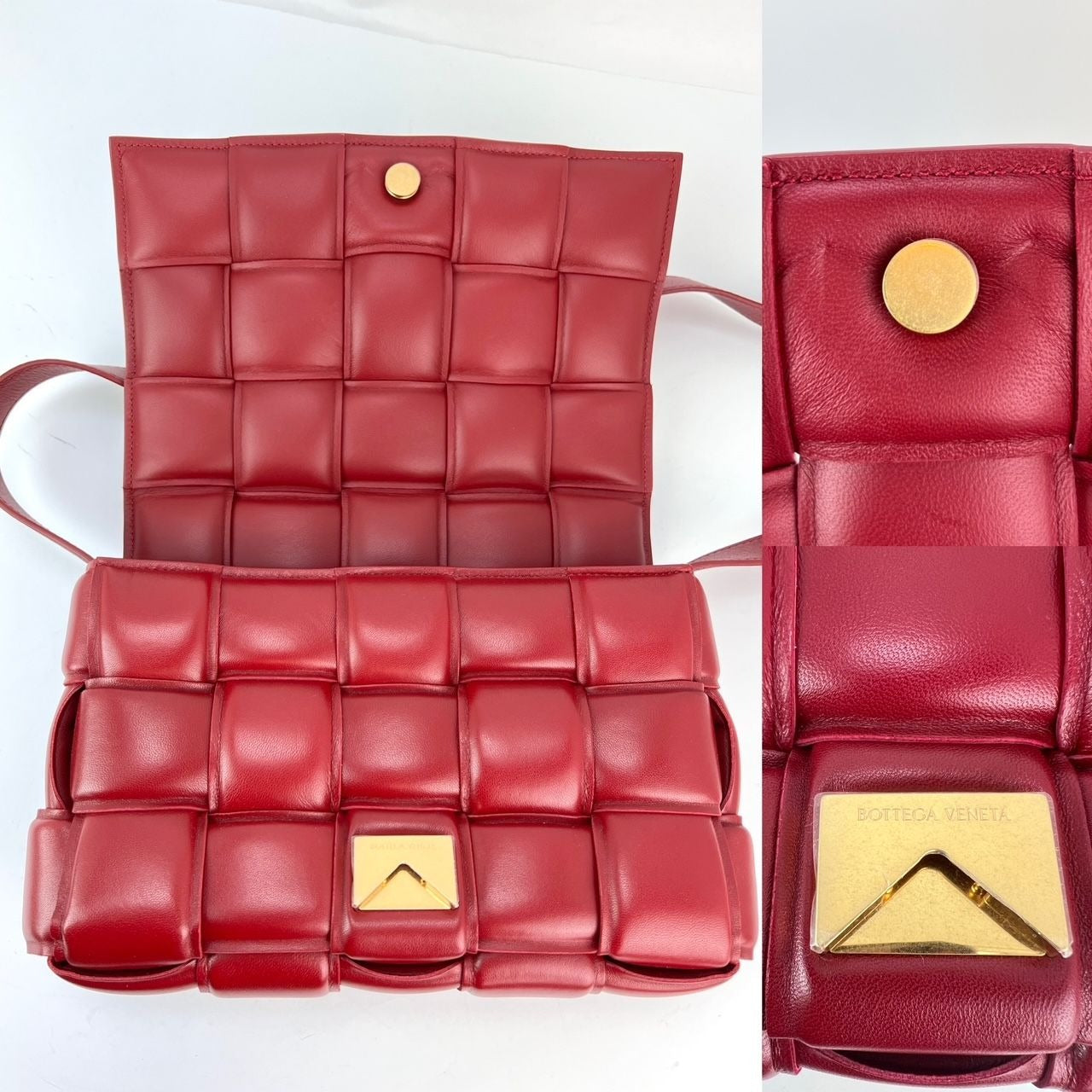 Bottega Veneta Red Nappa Maxi Intreccio Padded Cassette Crossbody Bag