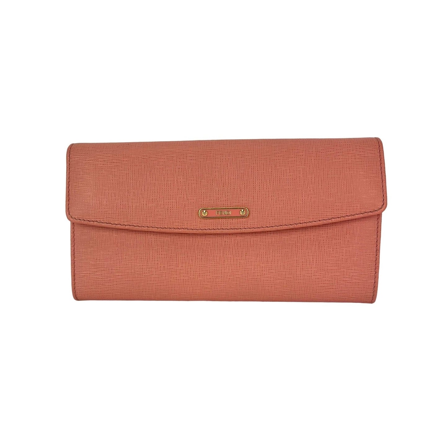 Pochette portefeuille Fendi Continental en cuir rose